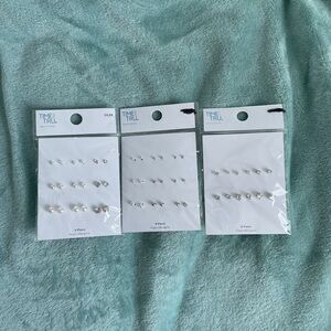 New Time and Tru Silver and Pearl Hypo-Allergenic Earring Trio